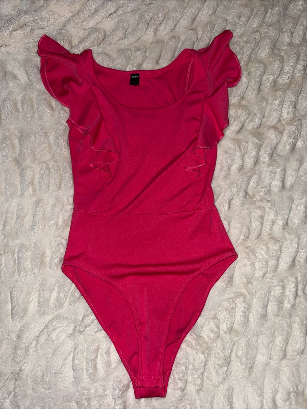 SHEIN Hot Pink Ruffle Sleeve Bodysuit